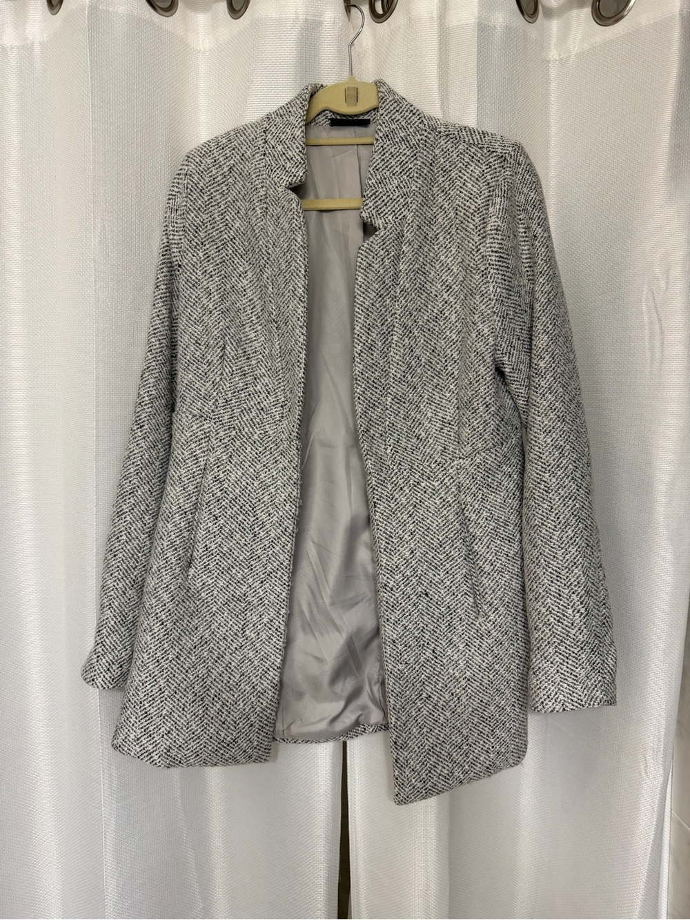 Vici Grey Herringbone Open Front Blazer Jacket